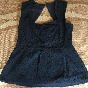 Black lace overlay top with keyhole back
